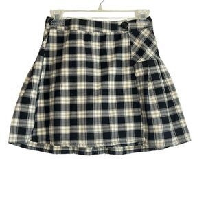 JOLT Womens Straight Hem Plaid Pleated Mini Wrap Skirt Multicolor Size XS
